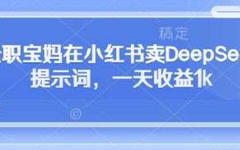 全职宝妈在小红书卖deepseek提示词,一天收益1k